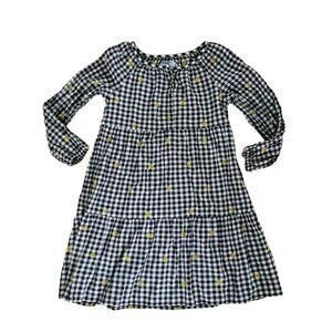 Old Navy Embroidered Daisy Black Gingham Dress